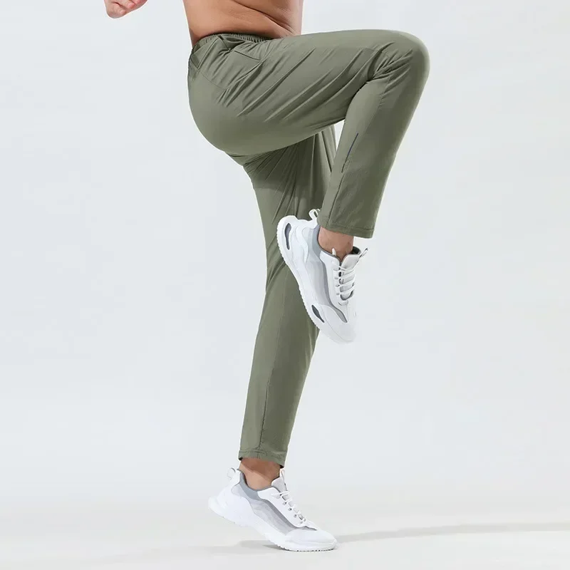Lemon Summer Men's Sport Pants Thin Spring Fitness Running Slim Elastic Quick Dry Breathable Fitness Yoga Leisure Training Pants