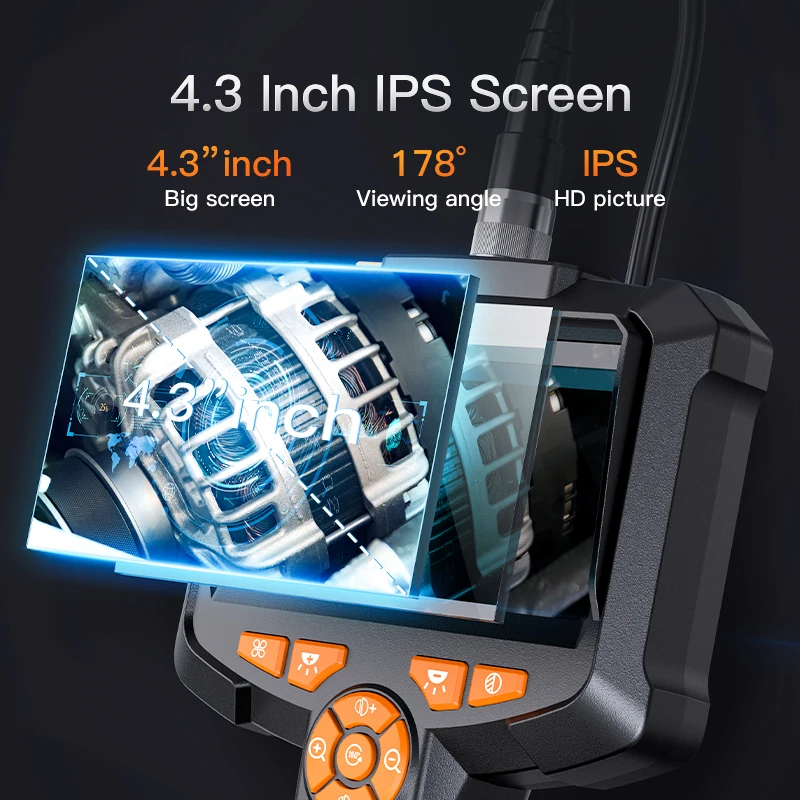 Endoscope Camera INSKAM 4.3 Inch IPS Screen Industrial HD1080P Single Lens Pipe Inspection Borescope for Checking Car Sewer