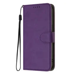 Deluxe Leather Wallet Flip Case with Magnetic Closure - Card Holder & Protective Phone Cover - Galaxy A06 4G (PURPLE)