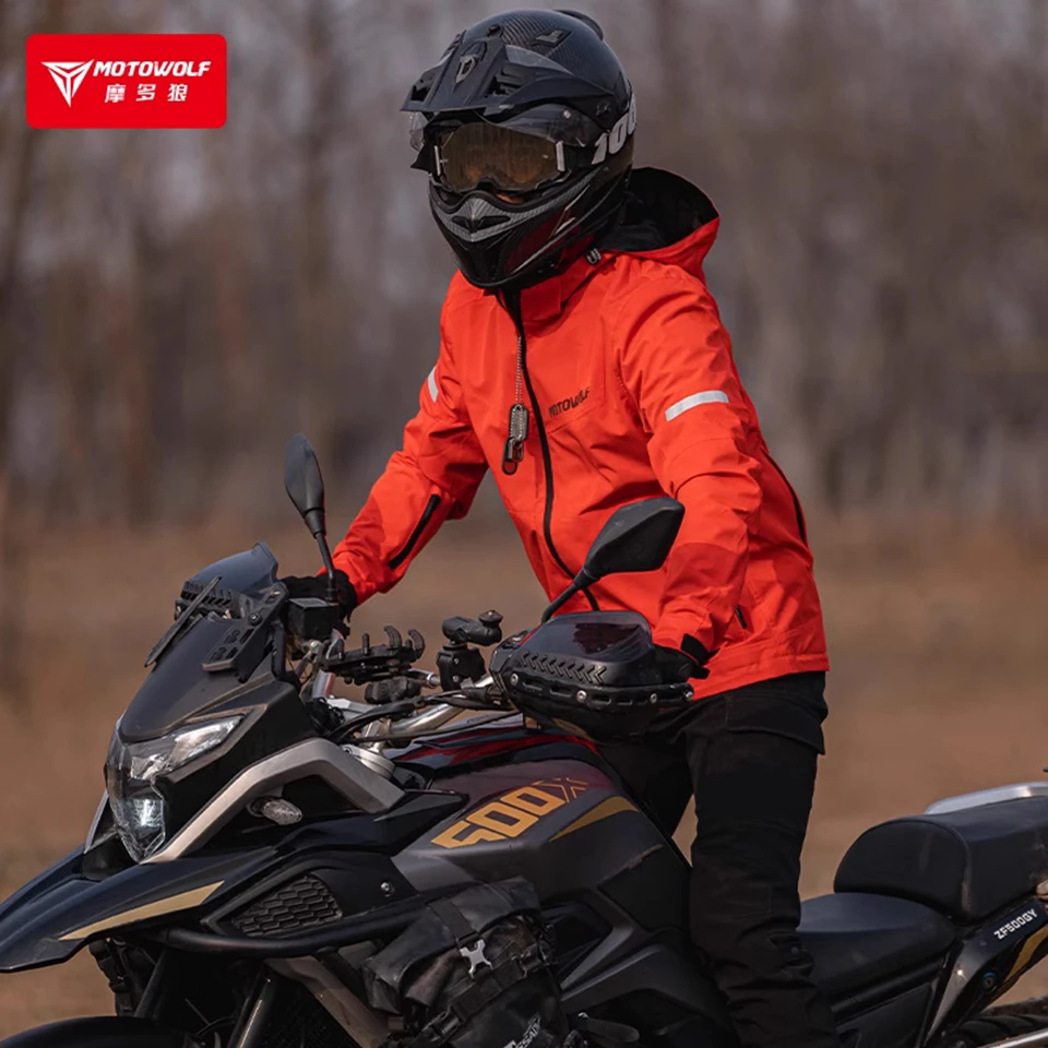 Motowolf-オートバイの乗馬服、ウインドブレーカー、4シーズン、防水 