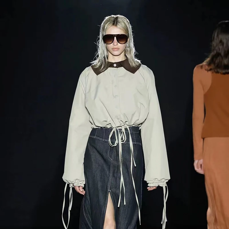 

Новинка Весна 2024, серая короткая ветровка, куртка высокого качества, Женская куртка, модные Универсальные Топы y2k