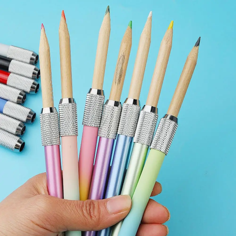 Pencil Lengthening Device Adjustable Pencil Extender Holder with Comfortable Handle for Sketching Writing School Office Supplies