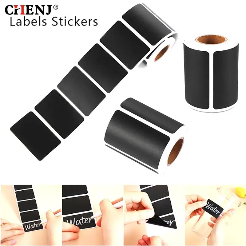 

120Pcs/Roll Waterproof Chalkboard Kitchen Spice Label Stickers Home Jars Bottles Tags Blackboard Labels Stickers With Marker Pen