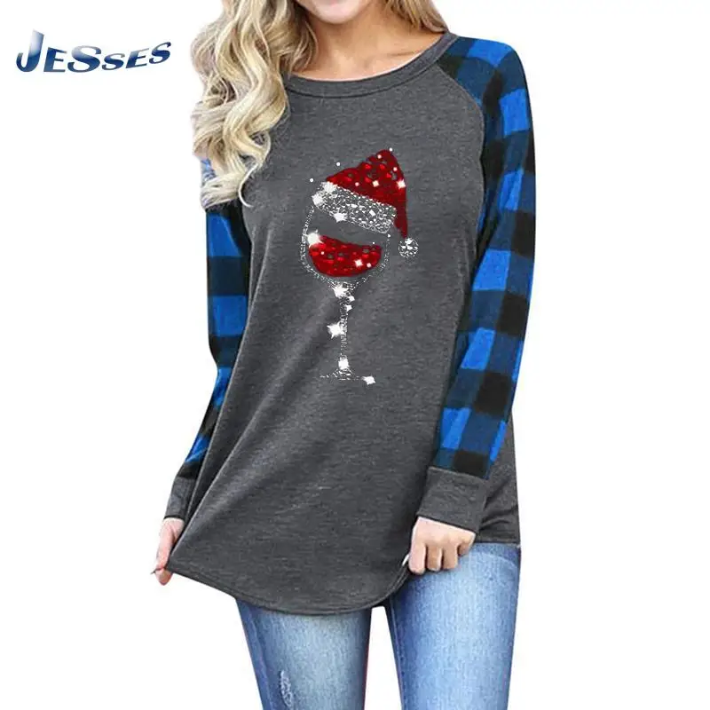 

Женский топ с длинным рукавом, модные женские блузки 2021, летние женские Рождественские толстовки с круглым вырезом в стиле Харадзюку, свитер, Повседневный пуловер