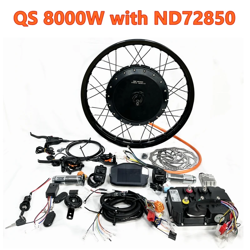 QS273 40H V3 Peak 8000W 150mm Brushless Hub Motor Wheel Kit with Fardriver ND72850 Controller For 17-21inch Ebike Motorcycle