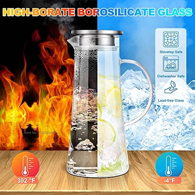 Borosilicate Glass Carafe With Drip-free Lid 1l, Stovetop Safe, Glass Water  Pitcher Fridge Carafe Ice Tea Maker, Juice Glassware