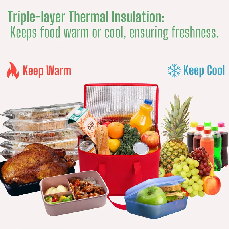 Portable Insulated Lunch Cooler Bag – Foldable Thermal Tote for Food, Drinks, Beer, Ice... - SKU ICB16782 - UGI Packaging