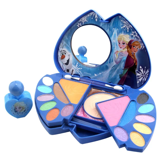 Disney Kids Cosmetics Frozen Vanity Box: Princes Lipstick, Eye Shadow, Blush, Nail Polish for Kids Play House Toys for Girls Gift