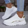 Women's Solid Color Casual Sneaker, Lace-up Lightweight Soft Sole Walking Shoes, Low-Top Comfortable Training Shoes 2
