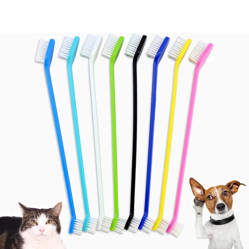 Super Soft Pet Toothbrush Double Head Dog Brush Bad Breath Tartar Teeth Tool Dog Cat Cleaning Supplies hot selling three sided pet toothbrush dog brush addition bad breath tartar teeth care dog cat cleaning mouth pet supplies