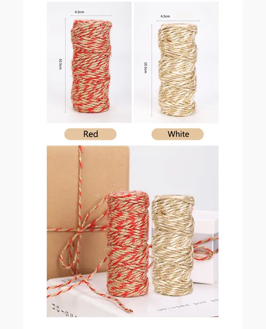 3mm 25M/Roll Red Jute Rope Cord String Card Gift Wrap Twine Burlap