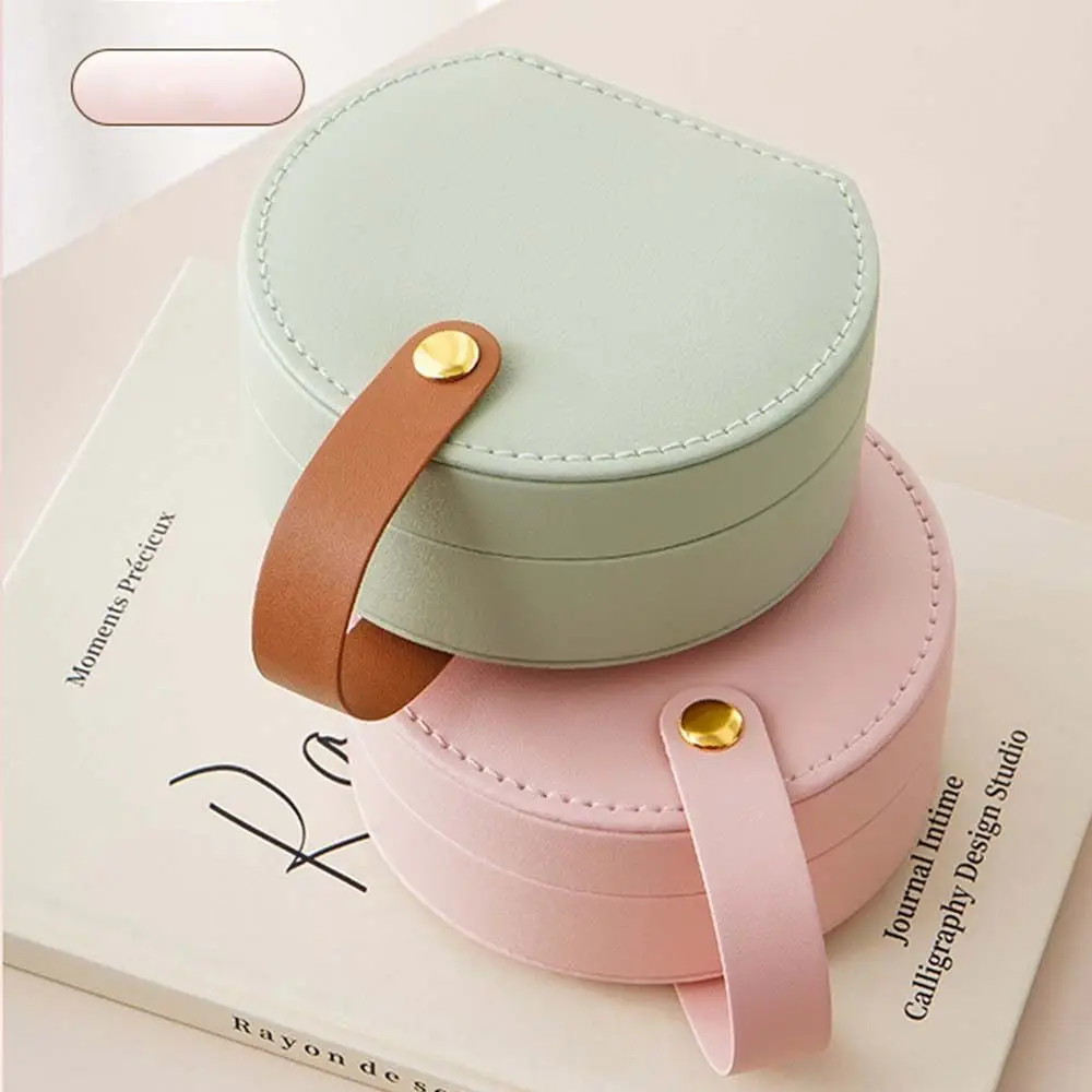 

Solid Color Macarone Color Jewelry Box PU Portable Earring Organizer Container Jewelry Display Necklace Ring Case Travel