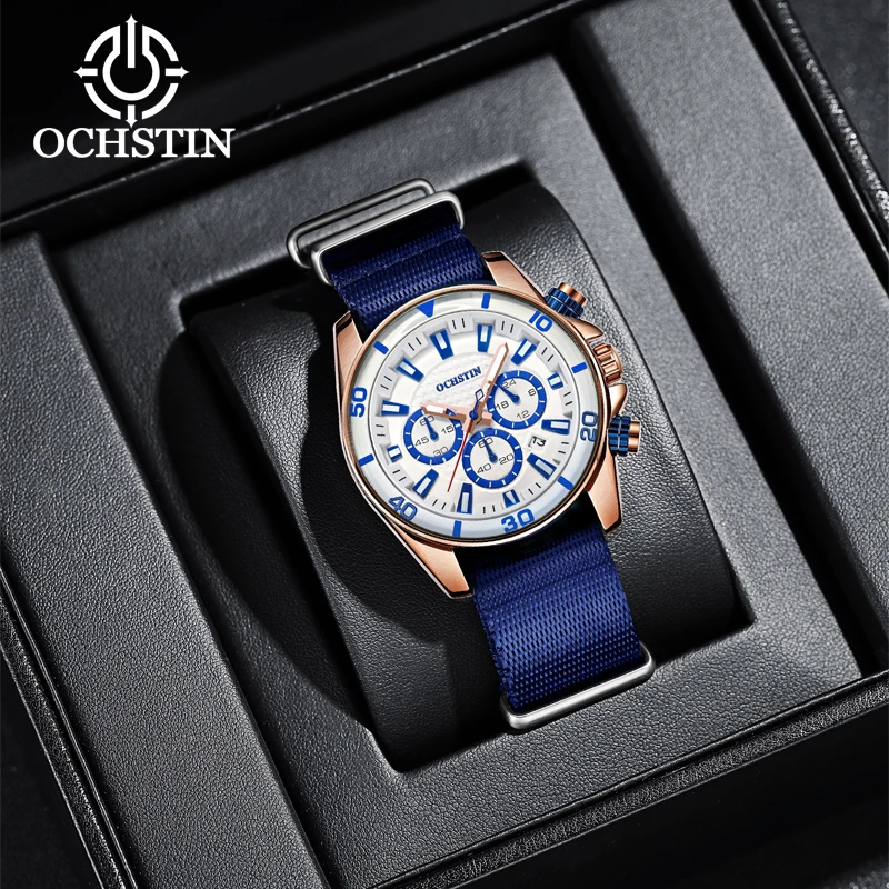 Hot models OCHSTIN creative nylon series multi-function quartz movement watch 2024 new personalized fashion men's quartz watches