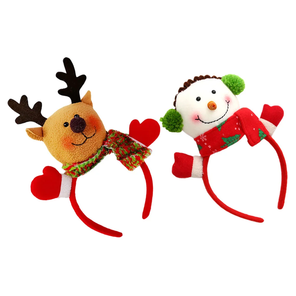 

2Pcs Lovely Xmas Elements Decor Design Decorative Hair Hoops Xmas Hairbands