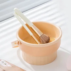 3 - in - 1 Silicone Makeup Brush Cleaner and Drying Storage Tray (Beige)