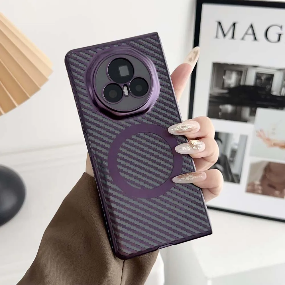 Carbon Fibre Texture Magnetic Clear Case with Magsafe Compatibility