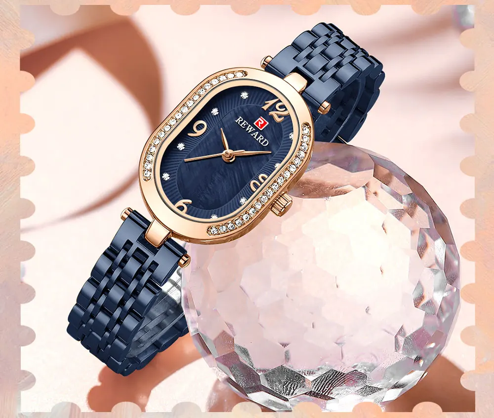 inoxidável strass pulseira feminina relógios quartzo à