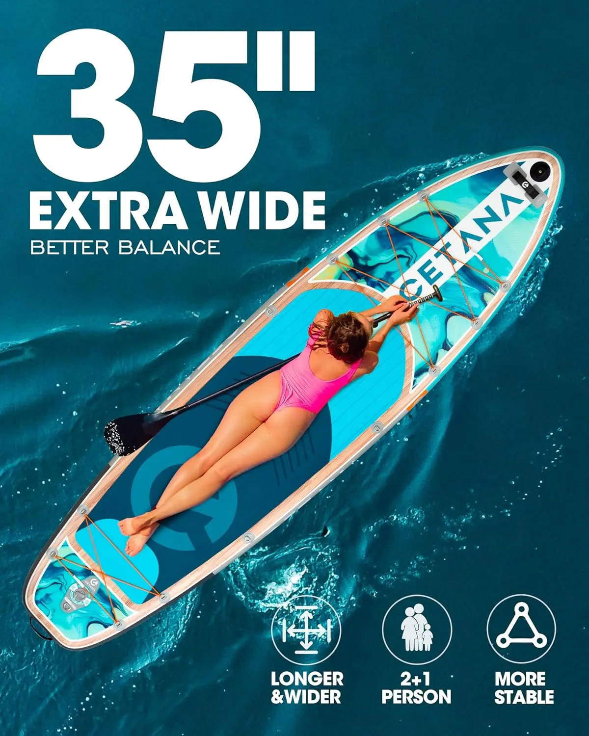 11'6&times;35" Extra Wide Stand Up Paddle Board for Adults & Youth, Capacity Inflatable Paddle Board, Sup for 2+1 Person
