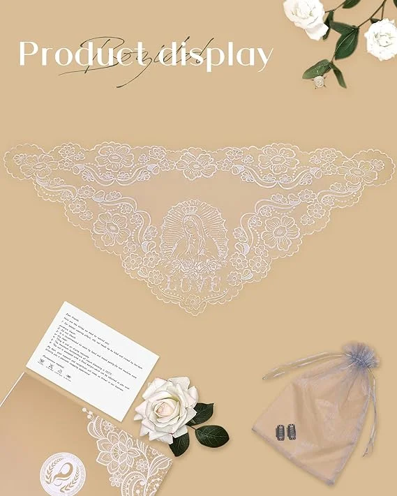 Catholic Church Mass Veil Spanish Chapel Lace Mantilla Veil Embroidery Head Covering for Women