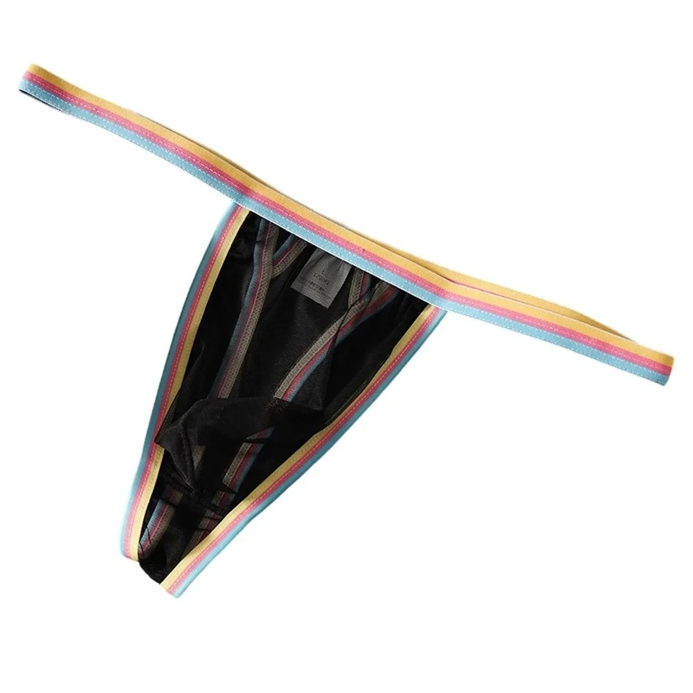 Men's Bulge Sheer Thong Ultra-Thin 20D Mesh Transparent G-string Gays ...