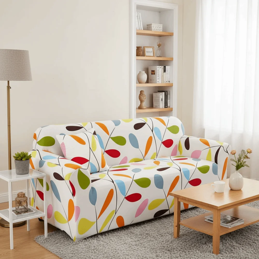 Comfortable High Elasticity Sofa Cover Print Design Washable Couch Cover Breathable Soft Sofa Towel Living Room