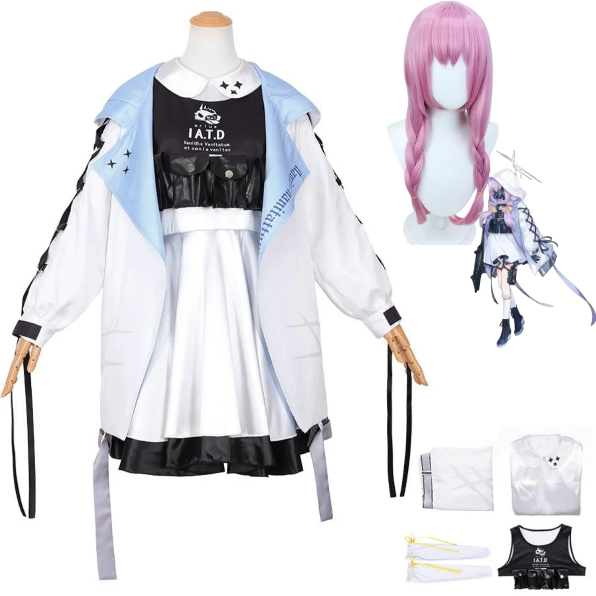 

Anime Game Blue Archive Hakari Atsuko Cosplay Costume Project MX Wig Hooded Coat Hoodie Adult Woman Sexy Leisure Party Suit