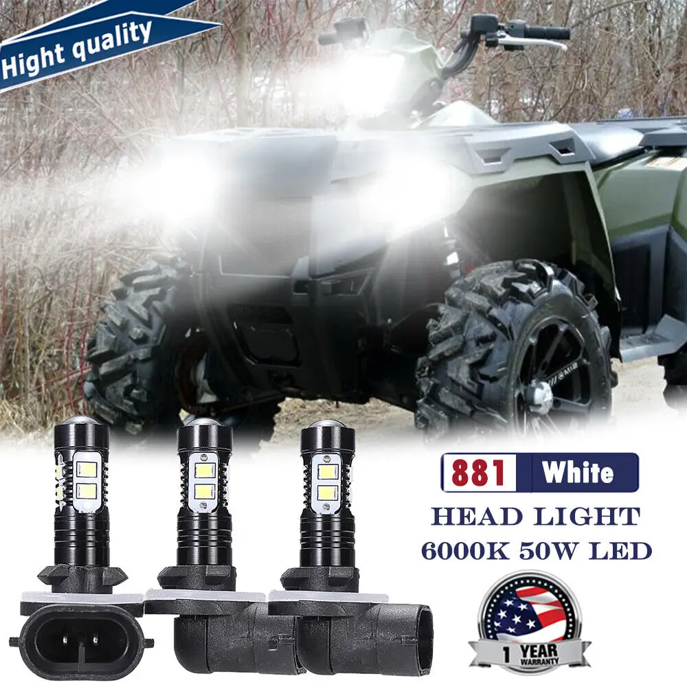

New 3x 150W Crystal White High Power 10 LED Headlight Bulb For Polaris Sportsman
