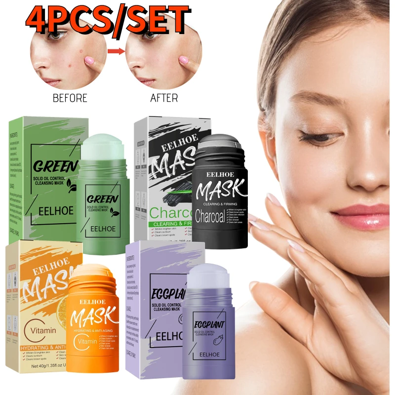 4pcs Clean Face Mask Beauty Skin Green Tea Clean Face Mask Stick Cleans ...