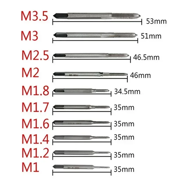 10 stuks Set voor Mini Machine Hand Tap M1 naar M3.5 HSS draadtaps voor precisie gereedschap handmatig draaddraaien
