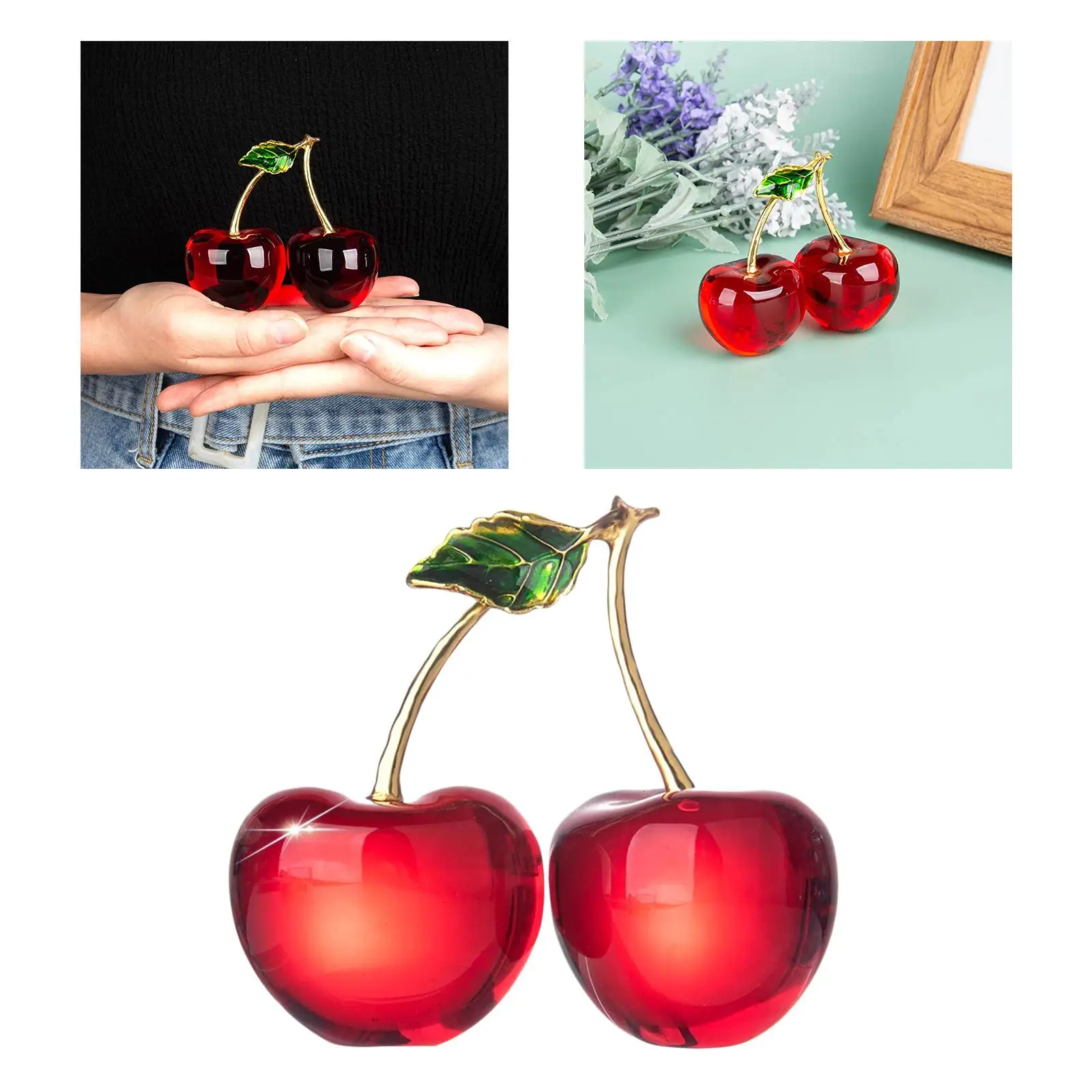 Crystal Fruit Statue Sculpture Figurines Wedding Decor Collectible Ornament