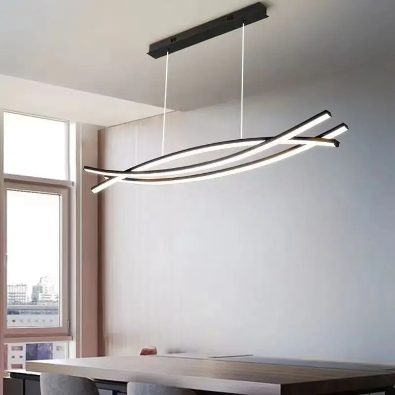 Living Room chandelier Nordic modern simple high-end restaurant a word strip light geometry bar minimalist table chandelier led chandelier,ceiling chandelier,led pendant light