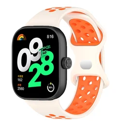 Breathable Sports Silicone Strap for Smartwatch - Replacement Bracelet Accessory (10 White Orange)