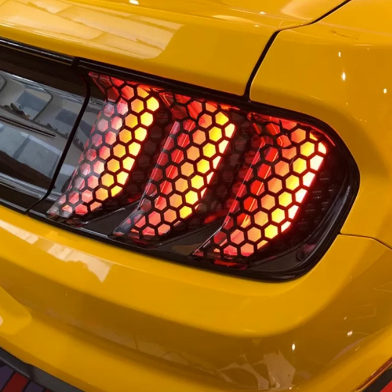 Bjmycyy Per Ford Mustang 15 Up 6 Pz/Set Fanali Posteriori Pellicola Black Trim Cover Paste Honeycomb Beehive Style Protector