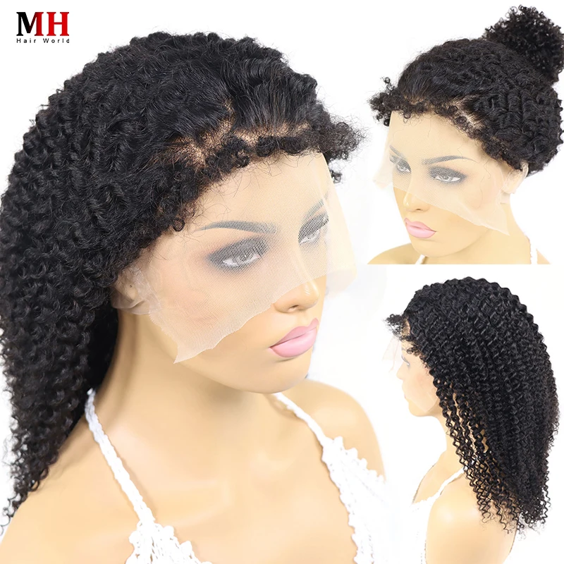 

Kinky Curly Hairline 360 Lace Frontal Human Hair Wig Baby Hair Curly Edges 200 Density Brazilian Virgin Wigs For Black Women