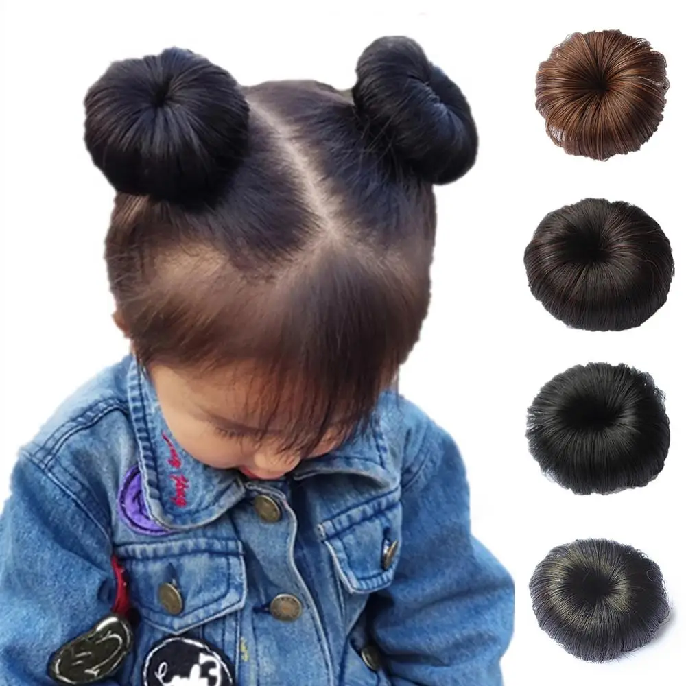 

Kids Girls Hair Bun Extension Wig Hairpiece Comfortable To Wear Wavy Curly Messy Donut Chignons Hair Decor