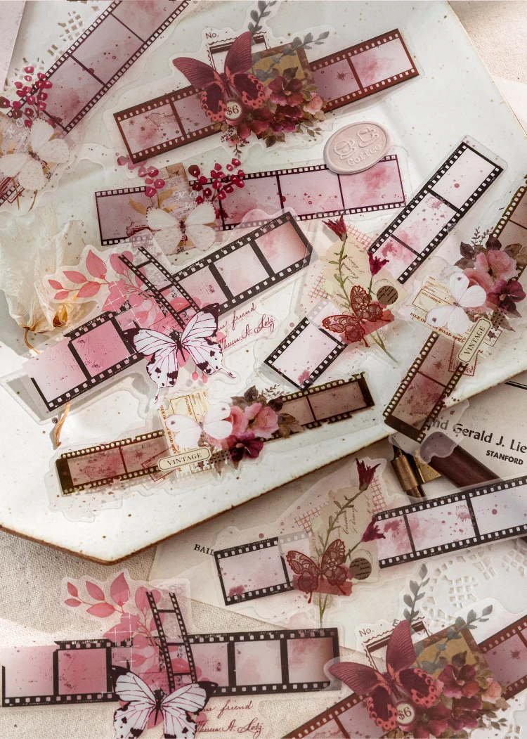 10 Stück lange Streifen-Pflanzenfolienaufkleber, natürliche Blumen, Junk Journal, DIY, Scrapbooking, Schulbedarf, Collage, Schreibwarenaufkleber – Detail 4
