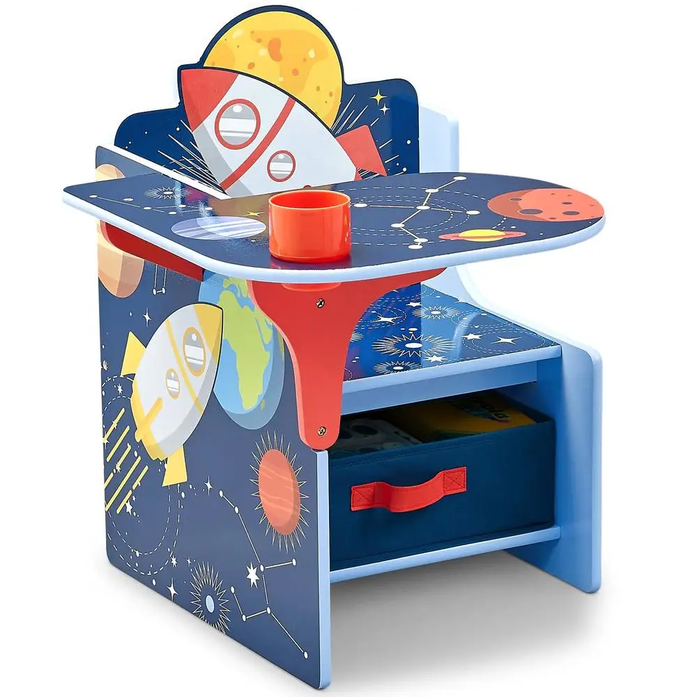 Space Adventures Chair Desk Storage Bin Toddler Furniture Classroom Playroom Homework Storage Cup Holder Preschool Kids 4