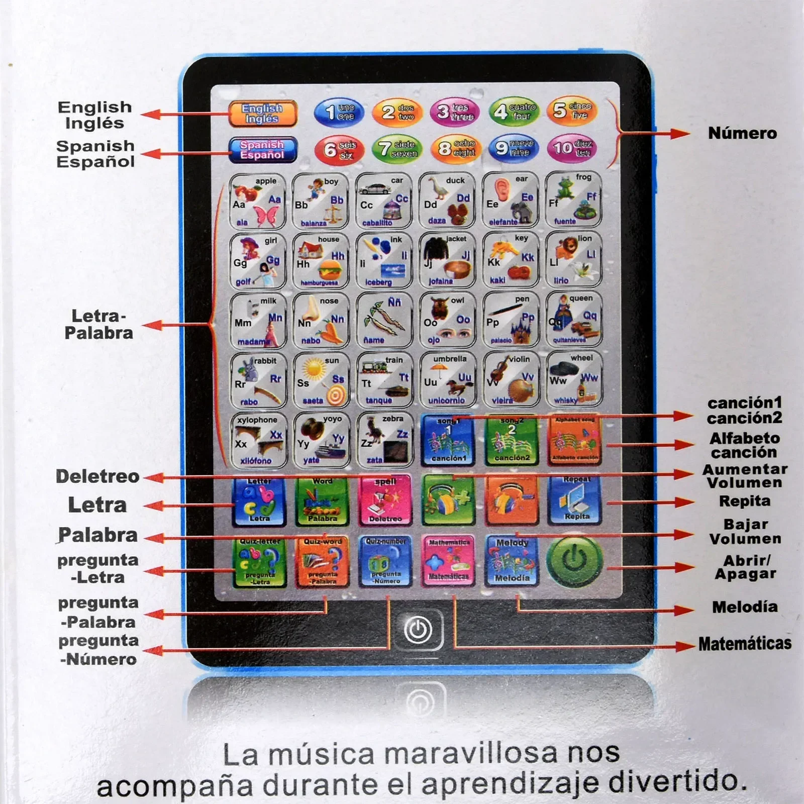 Educational Learning Toy Alphabet Educational Toys Spanish English Language Learning Machine Children Multi-function Laptop Computer Alphabet Pronunciation Early Educational Toys