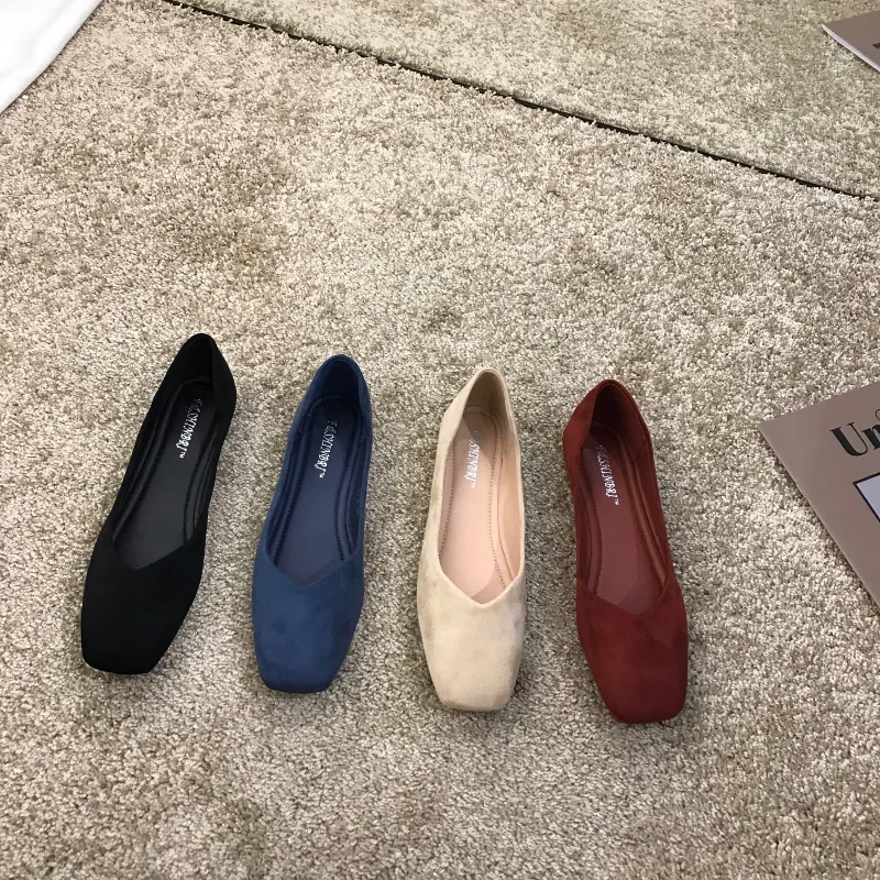 

Black Flat Shoes Woman Concise Suede Women Shoes 2023 Spring/fall New Light Work Shoes Shallow Solid Walking Shoes Driving Shoes