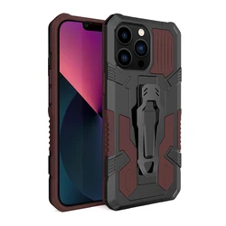 Magnetic Clip Shockproof Phone Cover - Anti-Fall Protection Case for Moto G PURE (Brown)