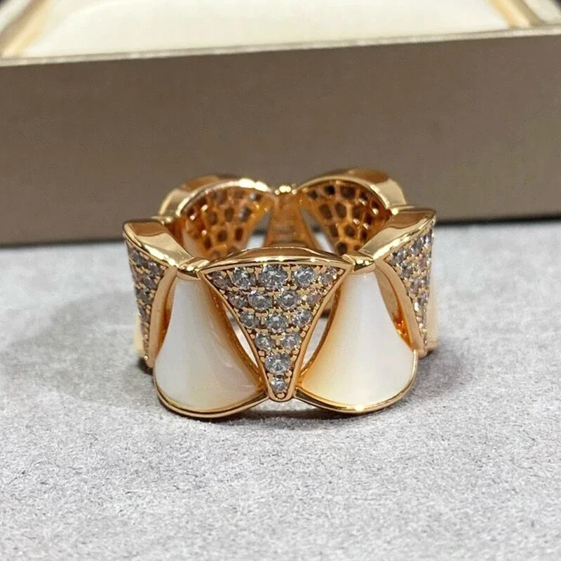 

Роскошный Дизайн S925 чистая Серебряная белая фритилария многоугольная веерообразная юбка кольцо для женщин универсальные модные брендовые ювелирные изделия