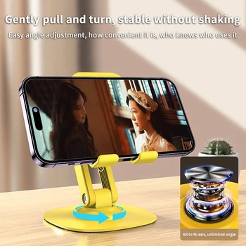 360 Rotation Metal Base Foldable Desktop Phone Holder Desk Lazy Tablet Stand Support Mount For IPhone IPad Xiaomi Tab Samsung