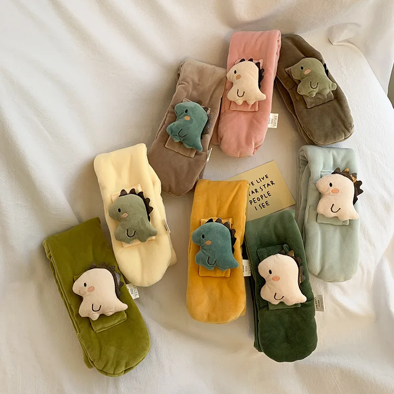New Children's Scarf Korean Style Autumn and Winter Cartoon Cute Solid Color Baby Scarf  Warm Neck Cover for Boys an