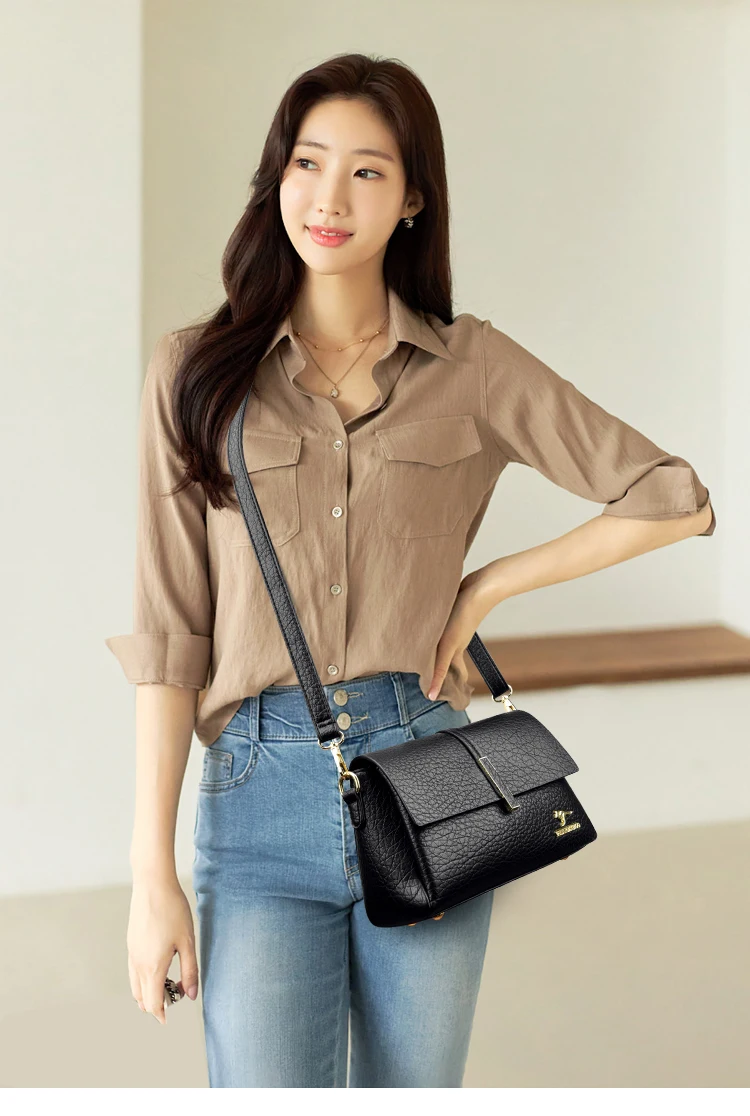 Piccola borsa a tracolla donna stile retro casual borsetta spalla_voghion.com