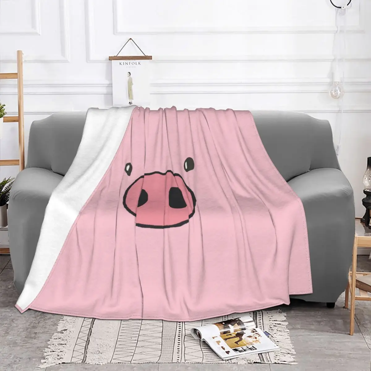 Cute Pig Fuzzy Blanket Animals Lover Customized Throw Blankets for Bed Sofa Couch 125*100cm