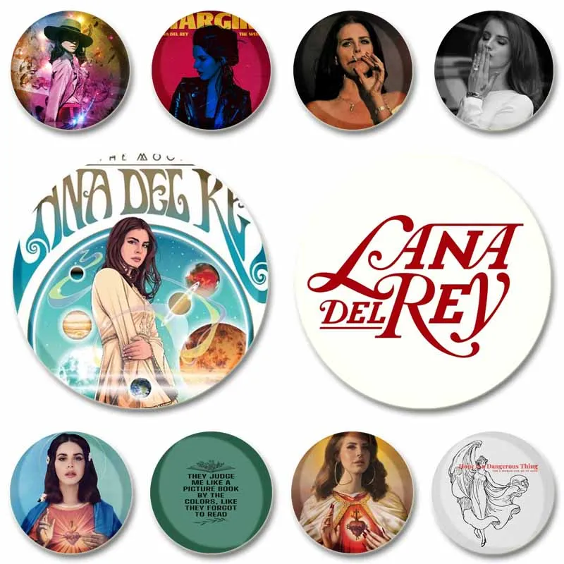 

Vintage Artistic Photo Pin Pop Singer Del Rey Brooch for Backpack Clothes Badge Accessories Fans Collect I Love Lana Lapel Pins