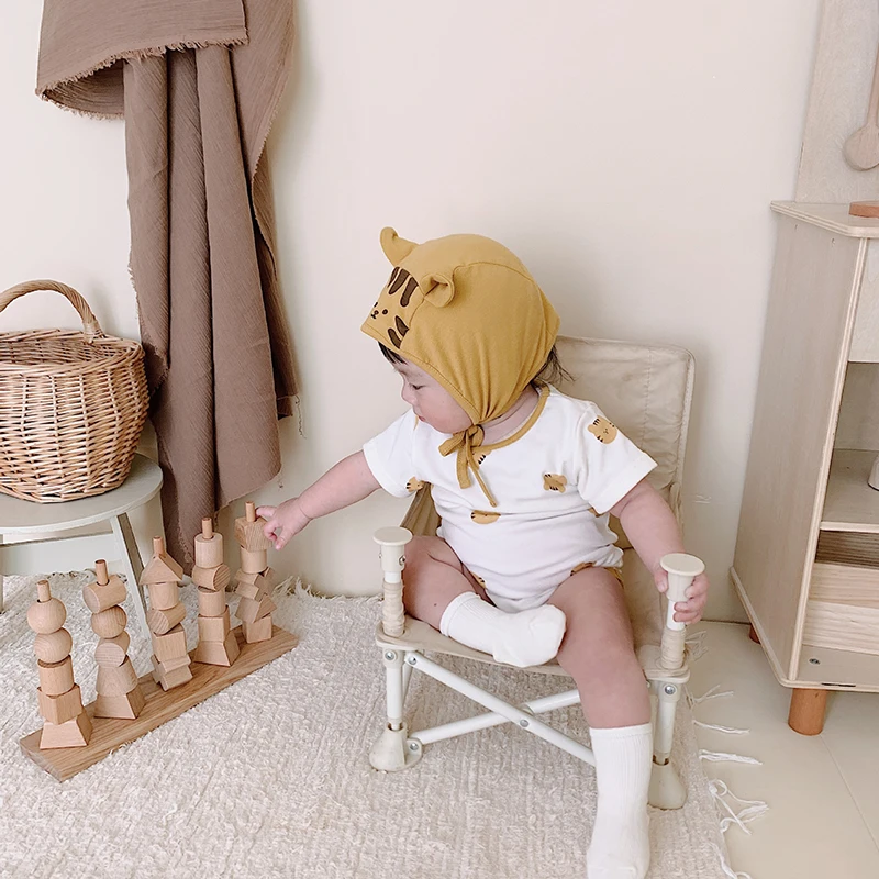 Cotton Baby Boys Summer Bodysuit with Hat