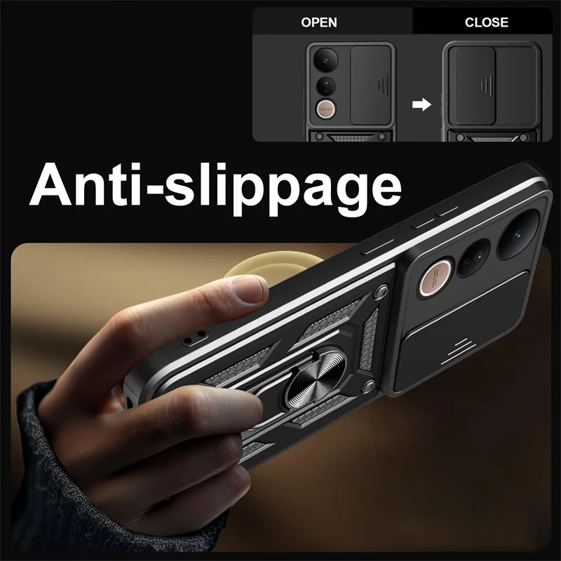 Enhanced Armor Case with Lens Protection and Magnetic Ring Holder