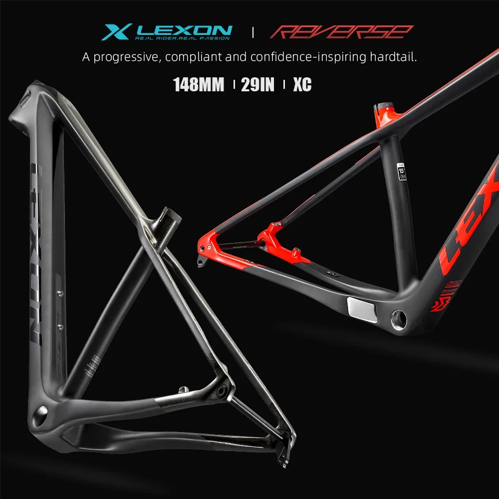 2025 렉손 카본 29er MTB 하드테일 프레임 148x12mm 쓰루 액슬 BSA 15/17/19인치 프레임셋 블랙 경량 XC 트레일 라이딩