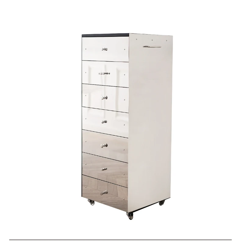 

Mirrored stainless steel high cabinet, jewelry cabinet, simple and modern chest of drawers, sideboard, artistic design and versa